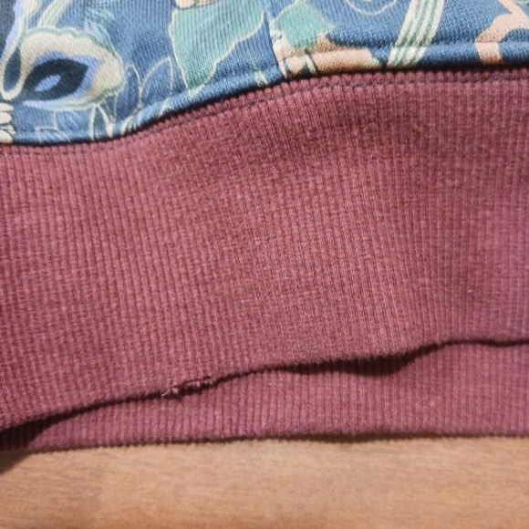 Natural Life Sweatshirt Hoodie OSPrinted Pullover Floral Pockets S/M Navy - Picture 3 of 10